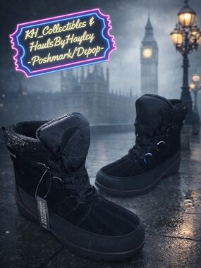 London Fog Taylor Waterproof Ankle Winter Boots - Black Size 9M, NWT